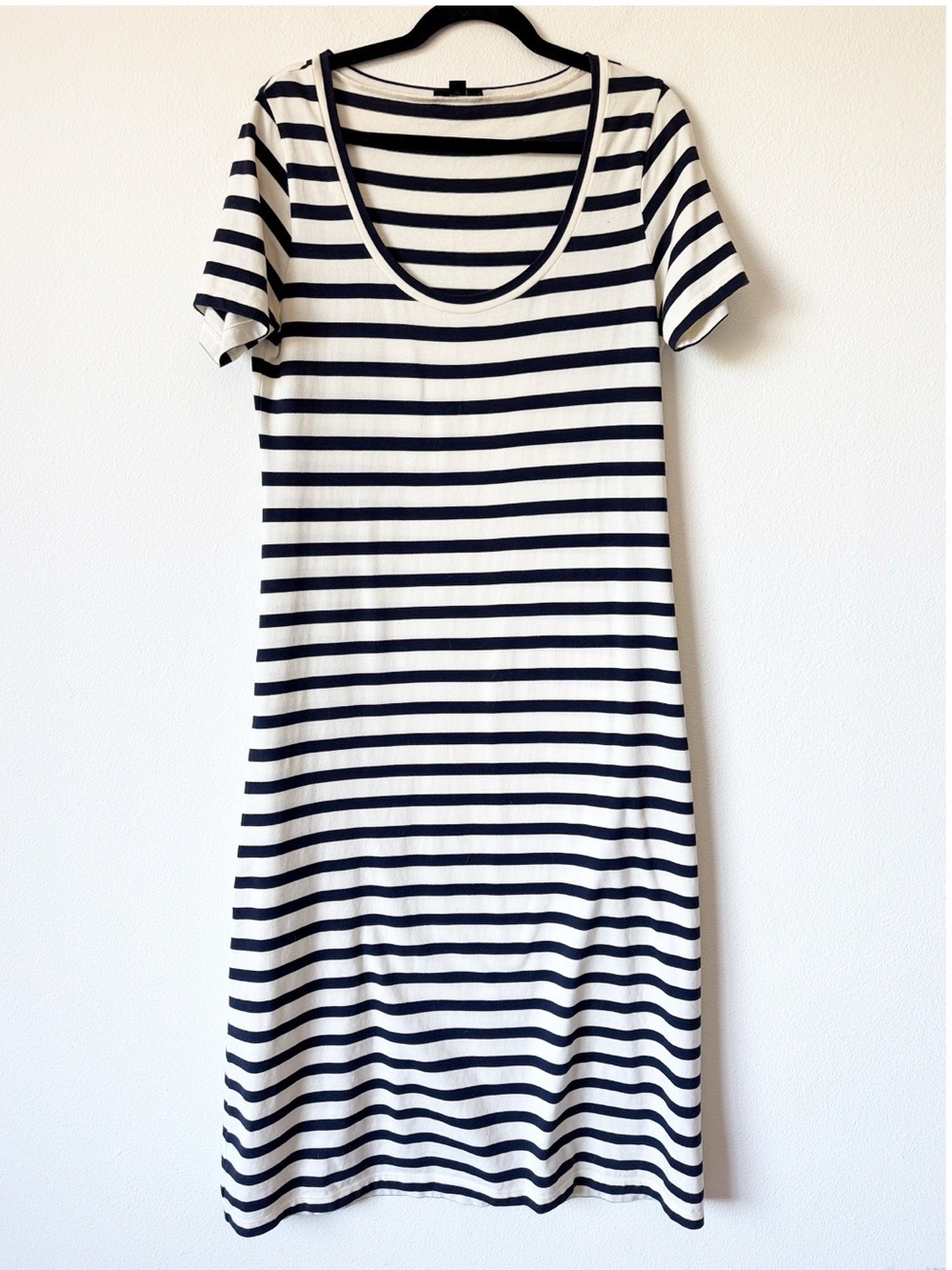 J Crew Striped Short-Sleeve Scoop Neck Dress – Navy and White
